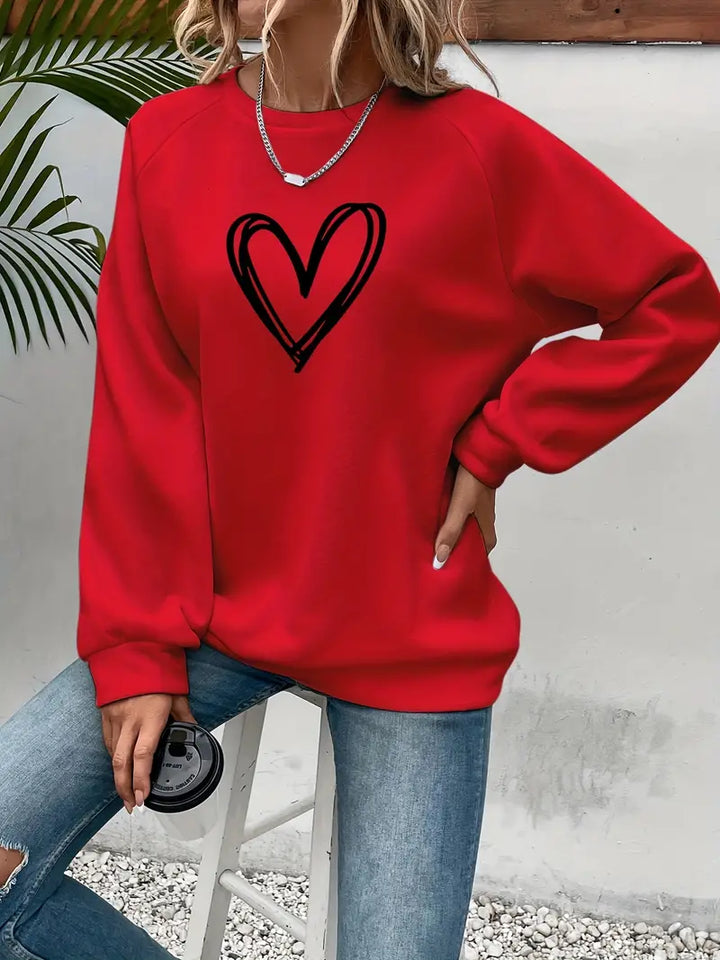 Jasmine - Pull élégant avec imprimé cœur tendance