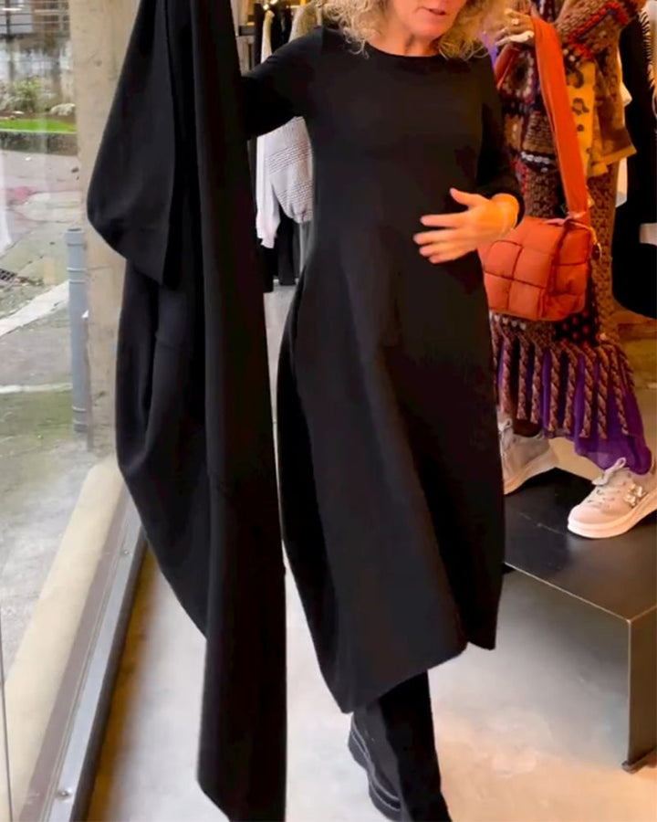 Stéphanie™ - Robe midi noire avec poches