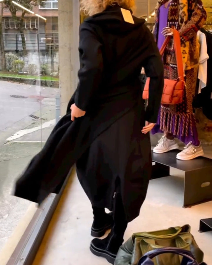 Stéphanie™ - Robe midi noire avec poches