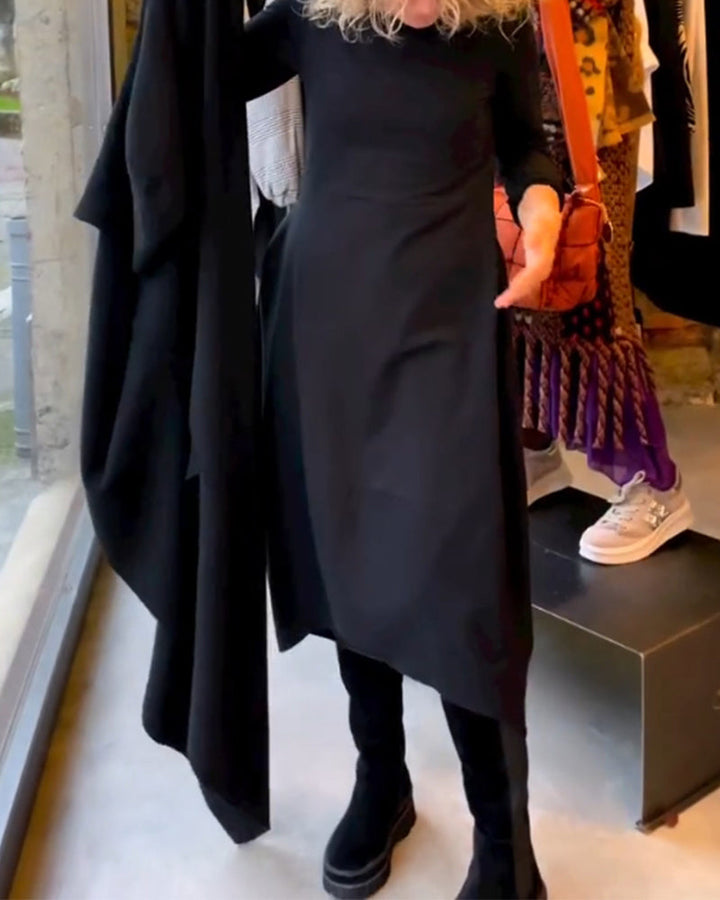 Stéphanie™ - Robe midi noire avec poches