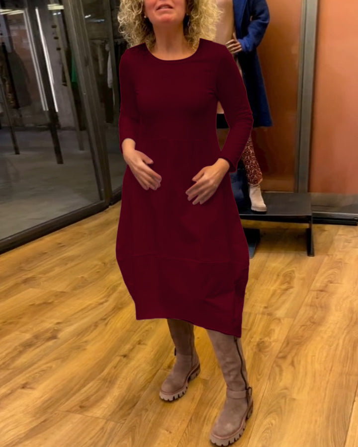Stéphanie™ - Robe midi noire avec poches