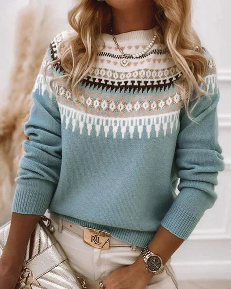 Aranka - Pull tendance à bras longs avec motif imprimé unique