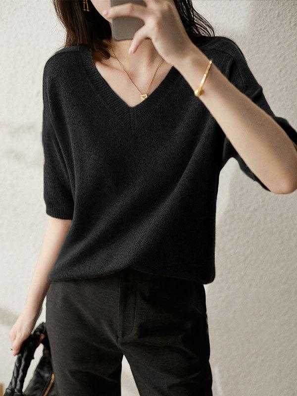 Beatrice - Pull de luxe à col en V en cachemire doux pour femmes