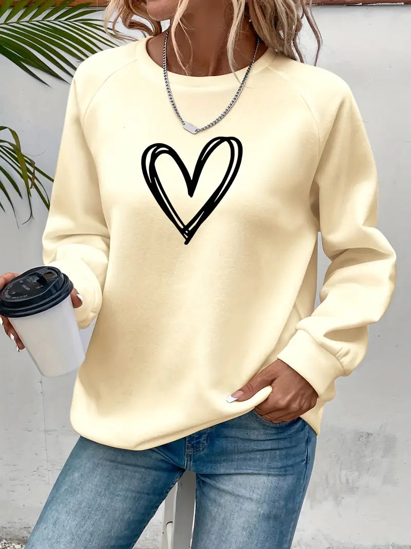 Jasmine - Pull élégant avec imprimé cœur tendance