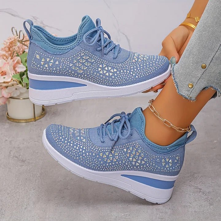 Claire – Baskets Orthopediques avec Strass Scintillants – Confort et Elegance