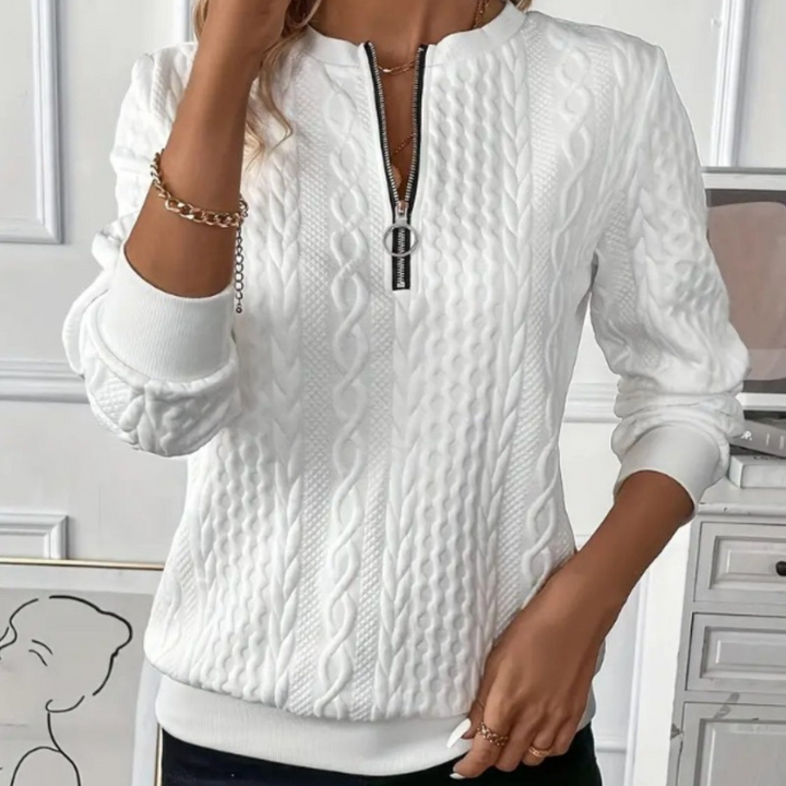 Pull élégant en tricot pour femmes avec fermeture éclair - Emma