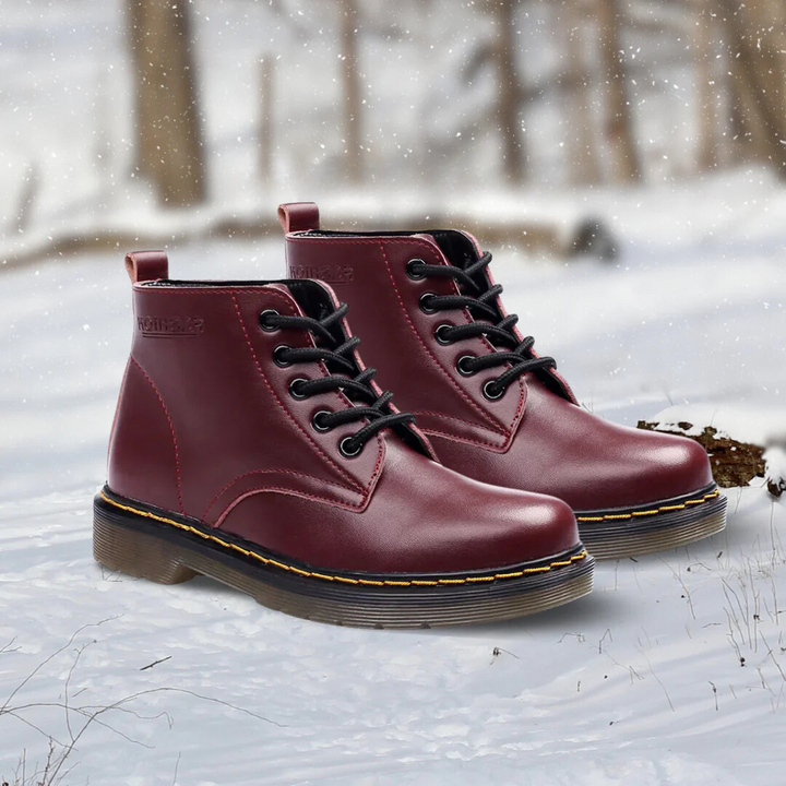 Bottines élégantes en cuir Vin