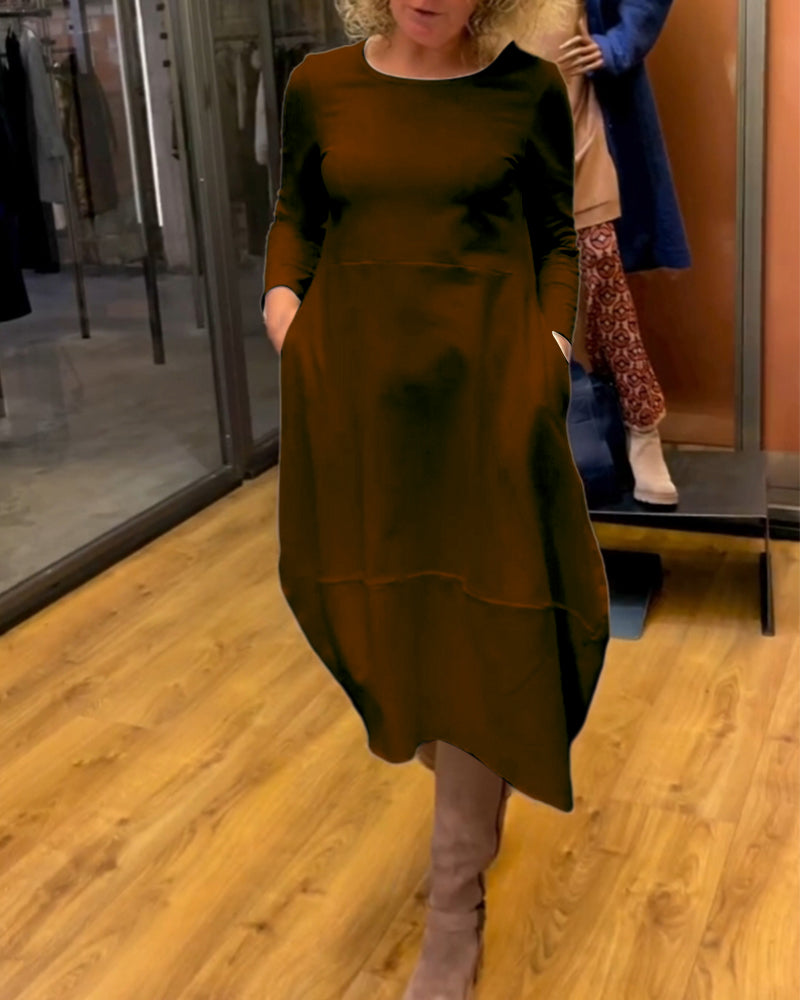 Stéphanie™ - Robe midi noire avec poches