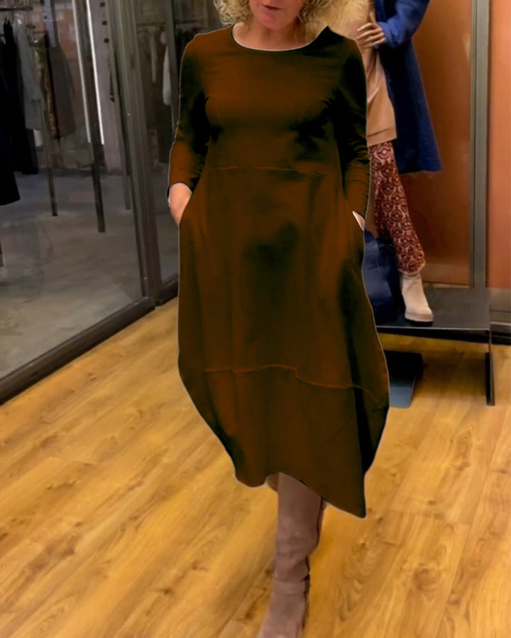 Stéphanie™ - Robe midi noire avec poches