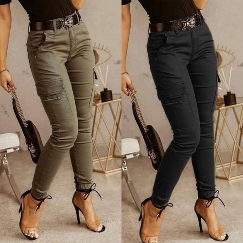 Sharma - Pantalon cargo taille haute sans ceinture pour un look à la mode