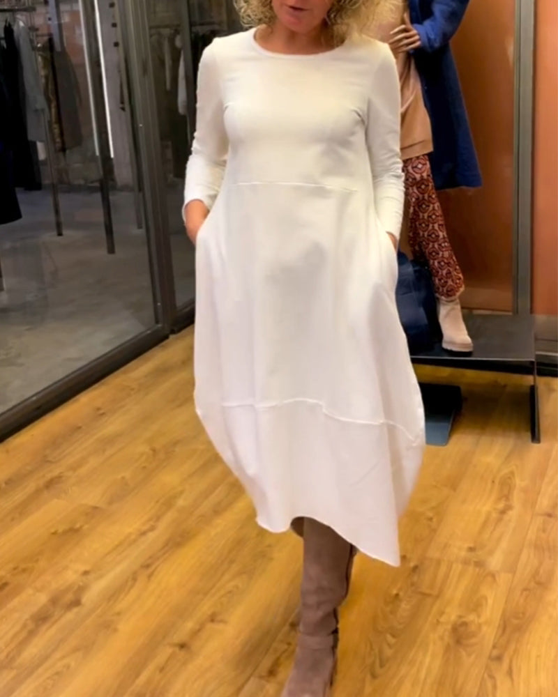 Stéphanie™ - Robe midi noire avec poches