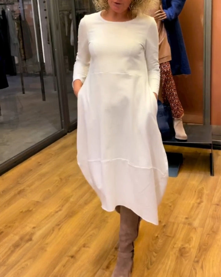 Stéphanie™ - Robe midi noire avec poches