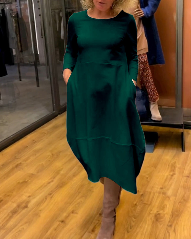 Stéphanie™ - Robe midi noire avec poches