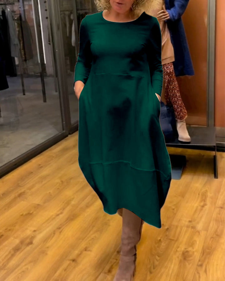Stéphanie™ - Robe midi noire avec poches