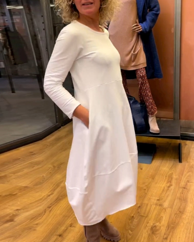 Stéphanie™ - Robe midi noire avec poches