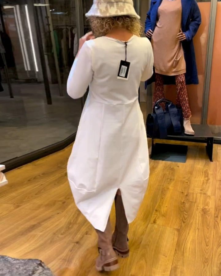 Stéphanie™ - Robe midi noire avec poches