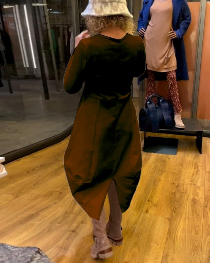 Stéphanie™ - Robe midi noire avec poches
