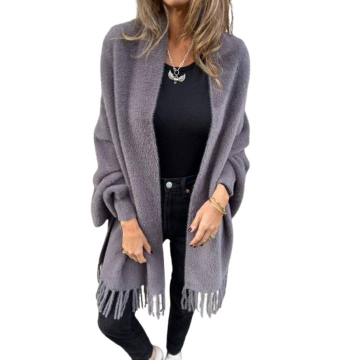 Bambi | Cardigan long de luxe pour femmes avec détails à pompons élégants