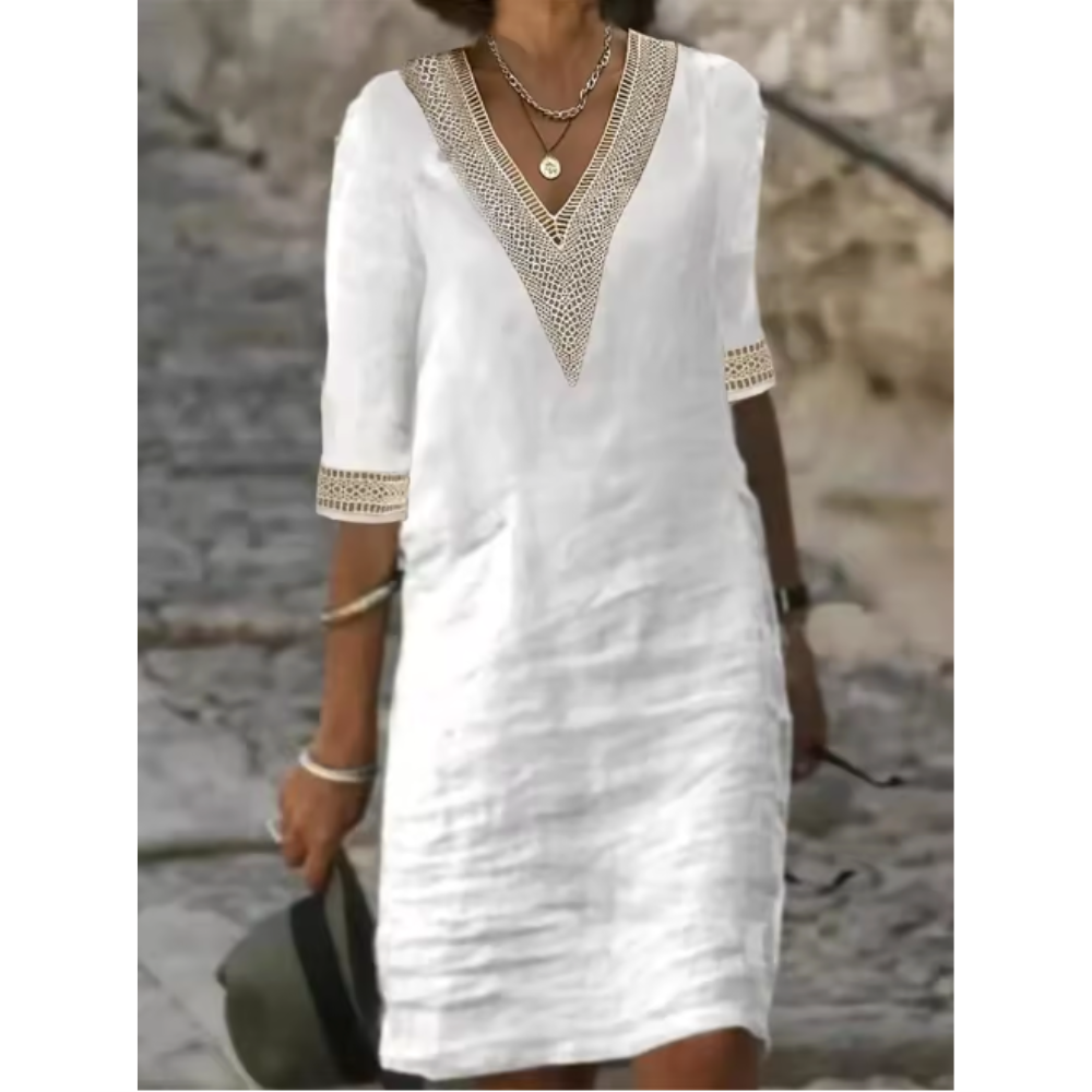 LD | Robe Blanche Élégante – Style Intemporel et Charme Naturel