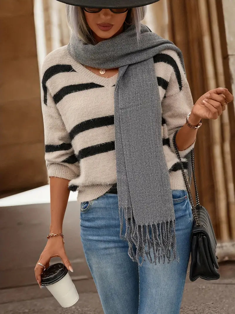 Feliza - Élégant pull-over à rayures pour femmes