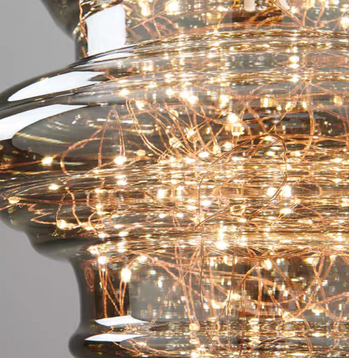 Lampe suspendue étoilée en verre gris pour une atmosphère enchanteresse