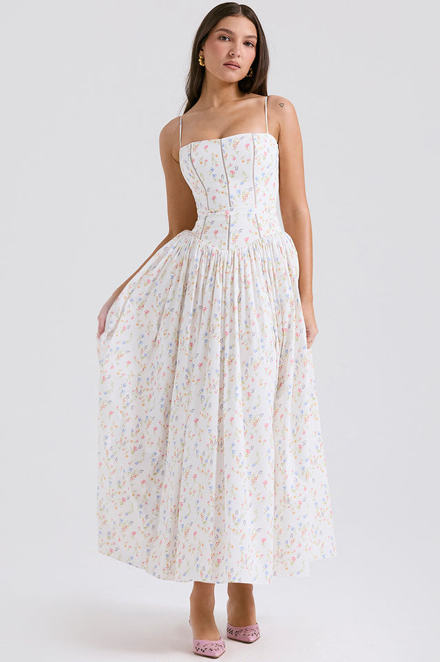 Isabelle Robe Blanche en Coton – Style Estival Élégant