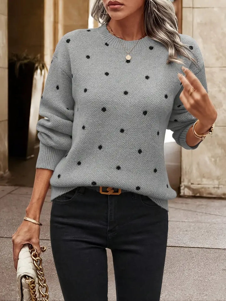 Jeanette - Élégant long pull à pois pour femmes