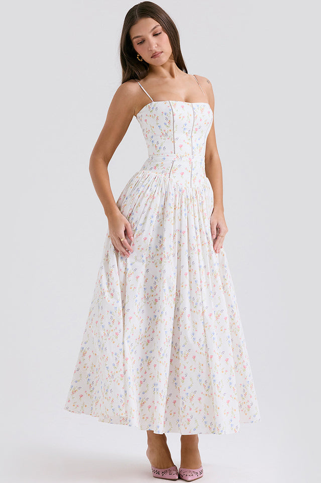Isabelle Robe Blanche en Coton – Style Estival Élégant