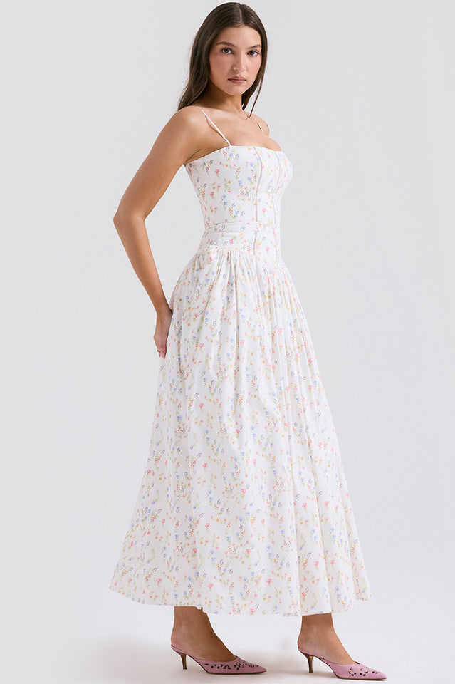 Isabelle Robe Blanche en Coton – Style Estival Élégant