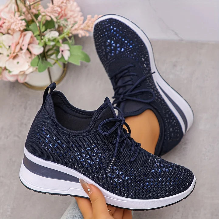 Claire – Baskets Orthopediques avec Strass Scintillants – Confort et Elegance