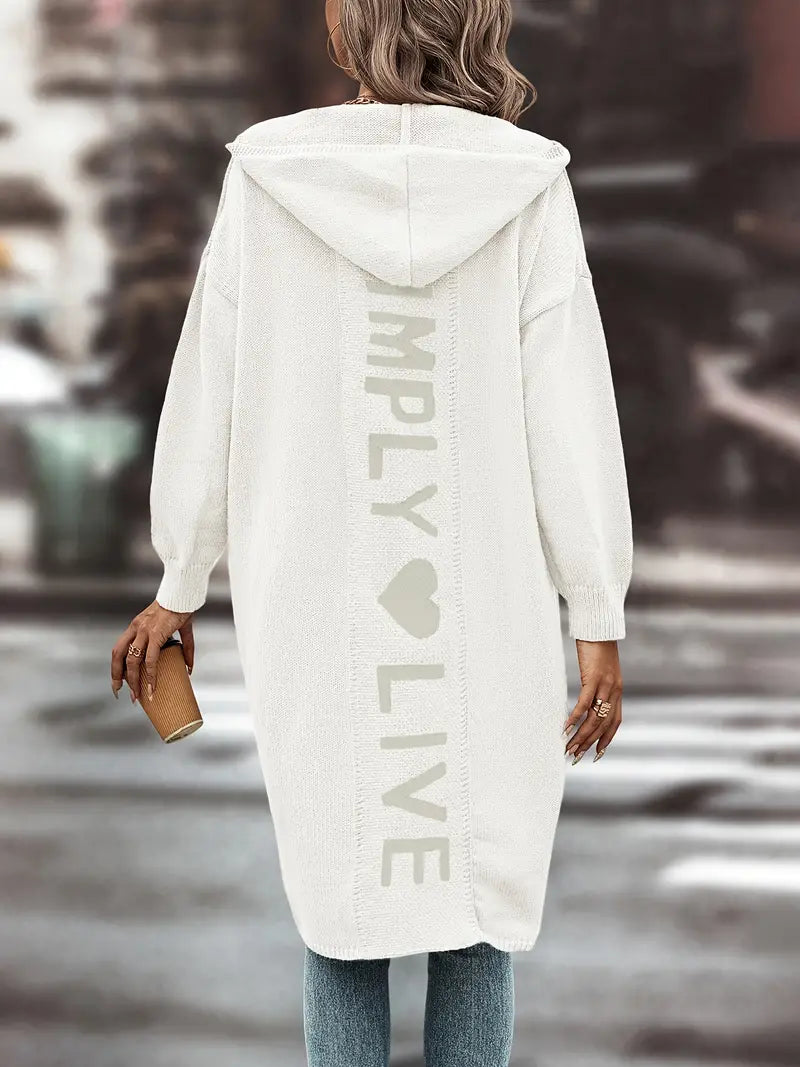 Cardigan Galina tendance avec ouverture sur le devant et capuche élégante