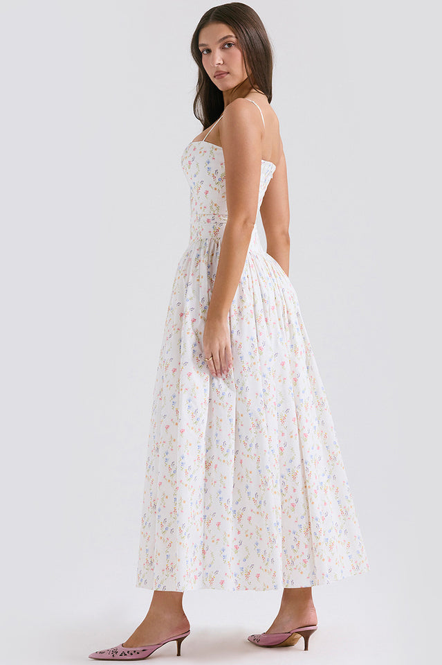 Isabelle Robe Blanche en Coton – Style Estival Élégant