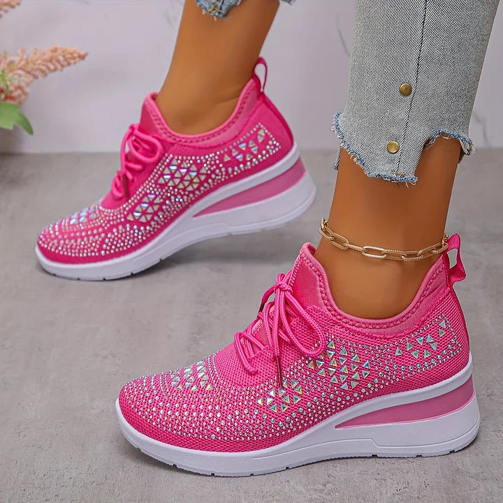 Claire – Baskets Orthopediques avec Strass Scintillants – Confort et Elegance