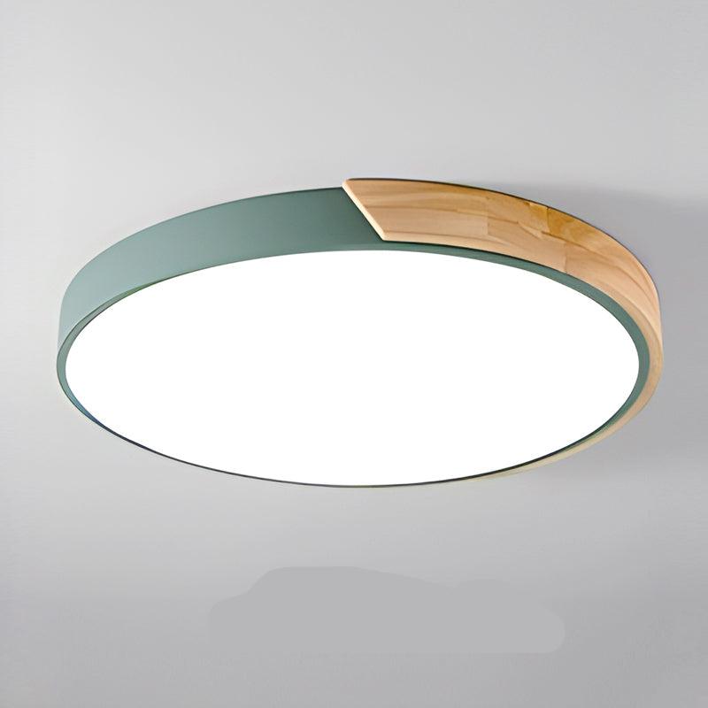 Plafonnier scandinave rond en bois au design macaron