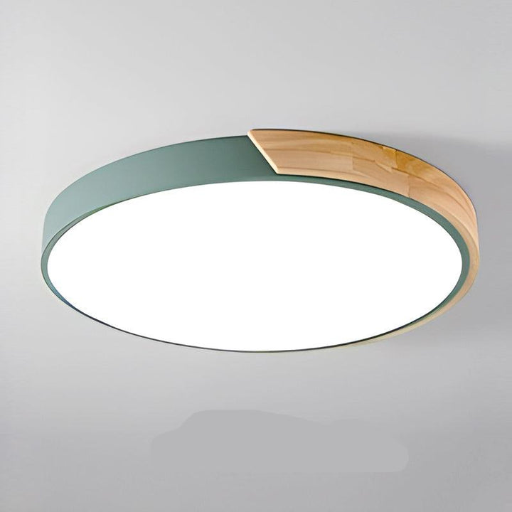 Plafonnier scandinave rond en bois au design macaron