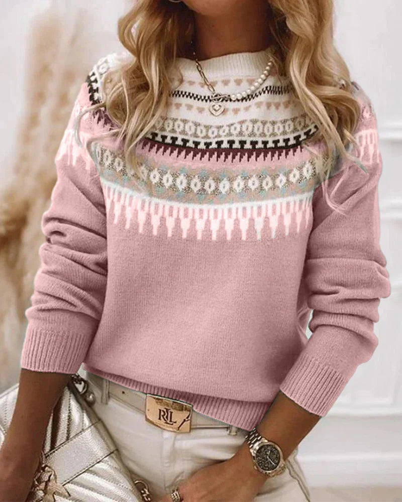 Aranka - Pull tendance à bras longs avec motif imprimé unique