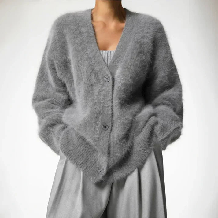Cassia - Cardigan de luxe chic et confortable en mélange de cachemire doux pour femmes