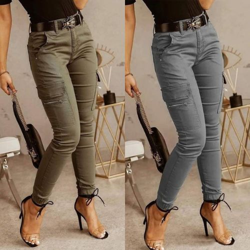 Sharma - Pantalon cargo taille haute sans ceinture pour un look à la mode