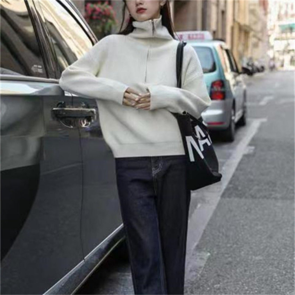 Jowena | Pull en tricot doux pour dames avec demi-fermeture à glissière