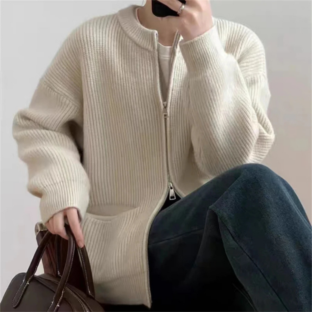 Cardigan élégant pour dames avec fermeture à glissière - Extra large pour le confort et l'élégance