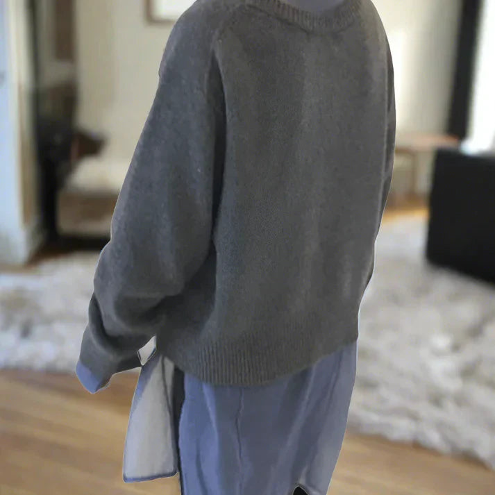 Manuela - Cardigan luxueux en maille douce avec rangée de boutons en biais unique | Le mélange parfait de confort et de style
