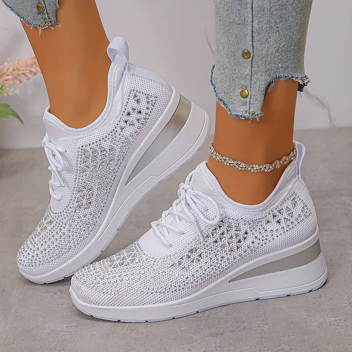 Claire – Baskets Orthopediques avec Strass Scintillants – Confort et Elegance