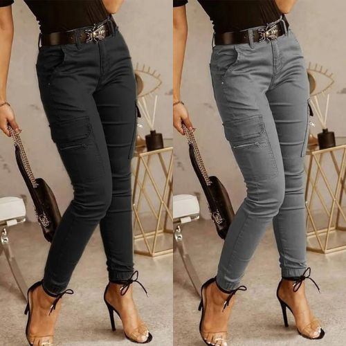 Sharma - Pantalon cargo taille haute sans ceinture pour un look à la mode