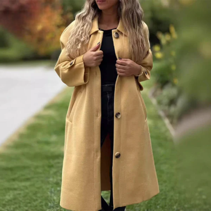 Tyra | Long manteau tendance avec boutons pour un look décontracté