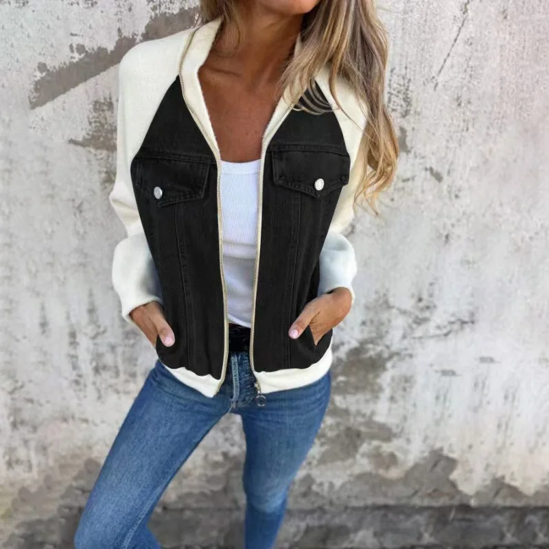 Carolina | Veste bombardier en denim pour femmes avec poches pratiques