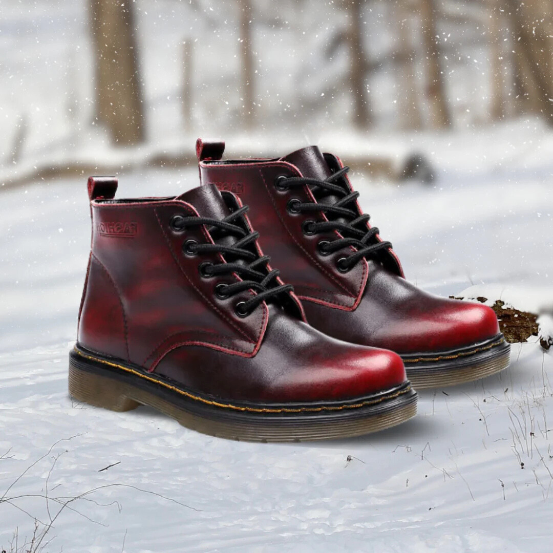 Bottines élégantes en cuir Vin