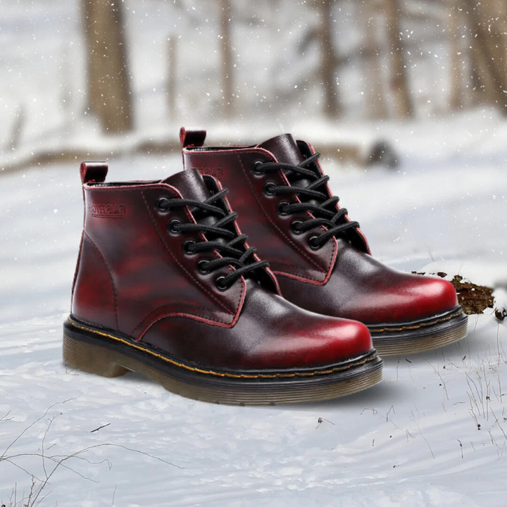 Bottines élégantes en cuir Vin