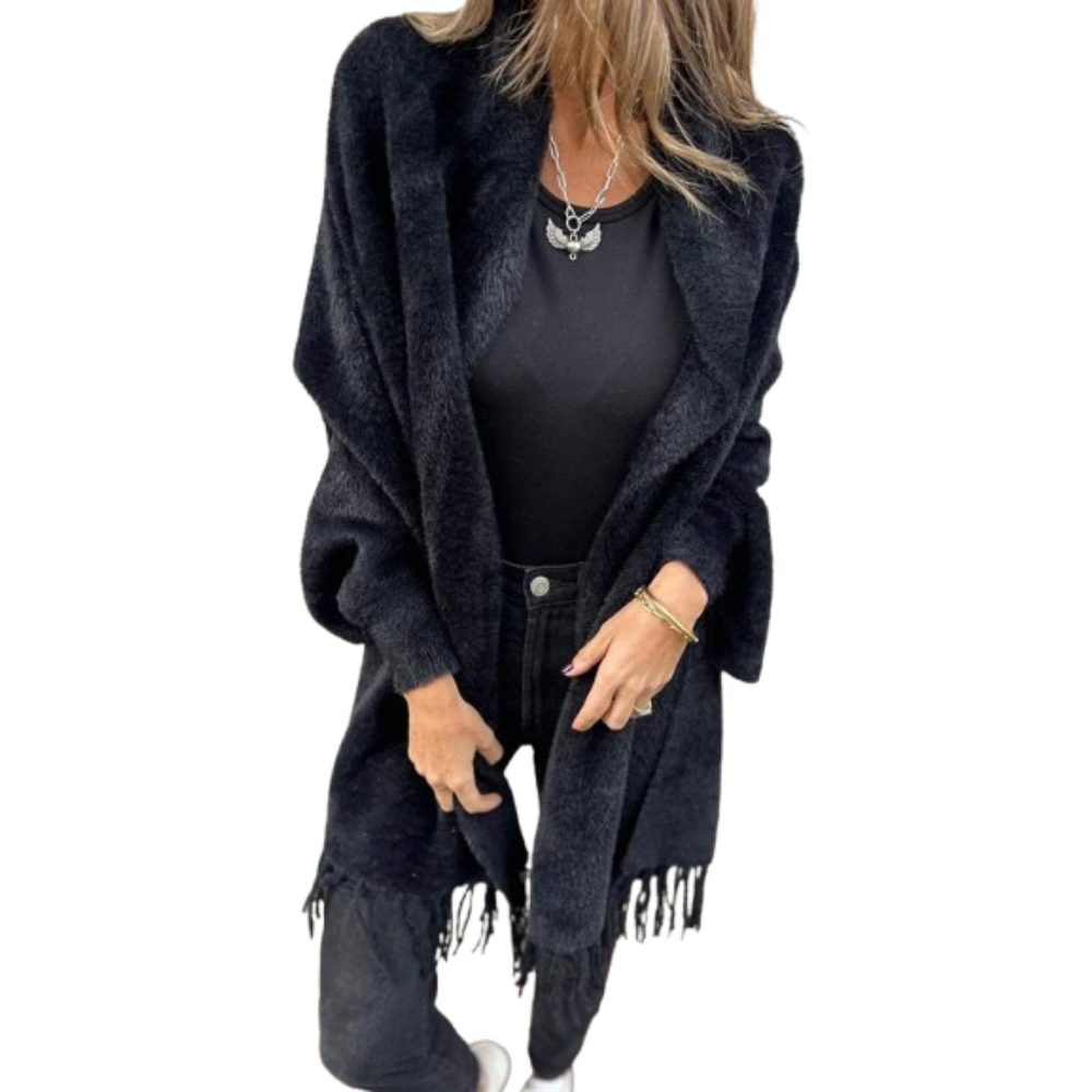 Bambi | Cardigan long de luxe pour femmes avec détails à pompons élégants
