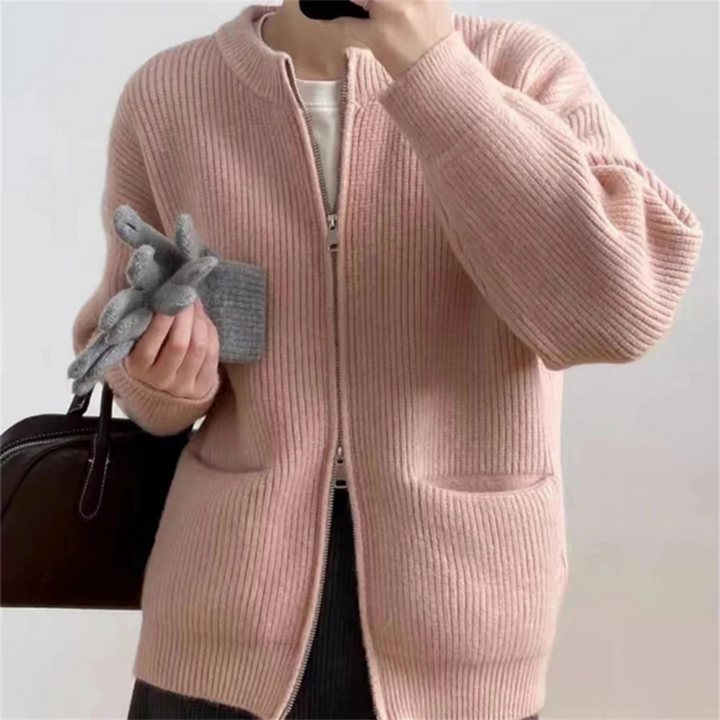 Cardigan élégant pour dames avec fermeture à glissière - Extra large pour le confort et l'élégance