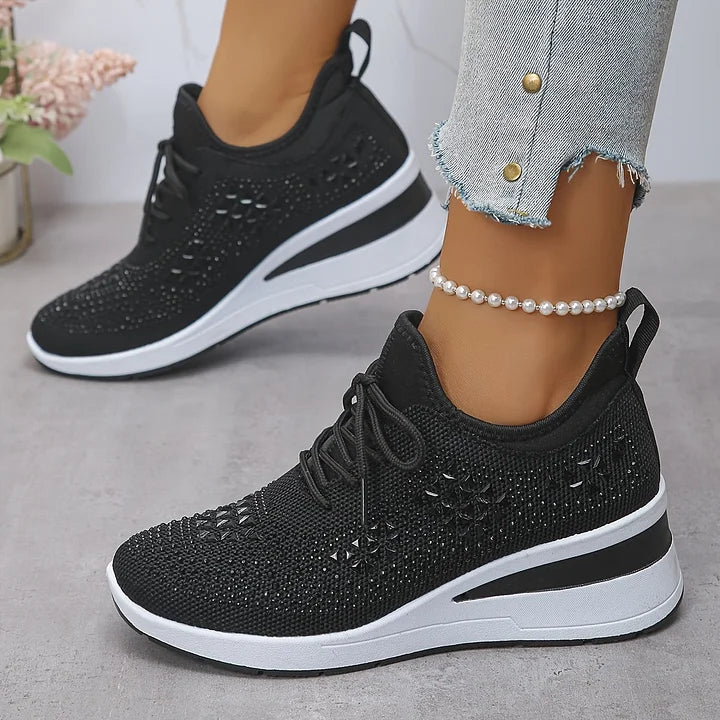 Claire – Baskets Orthopediques avec Strass Scintillants – Confort et Elegance